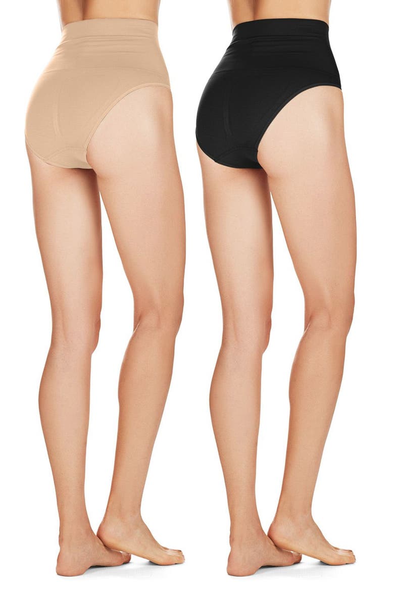 Body Smoothers 2-Pack Shaping Briefs, Alternate, color, NUDE-BLACK