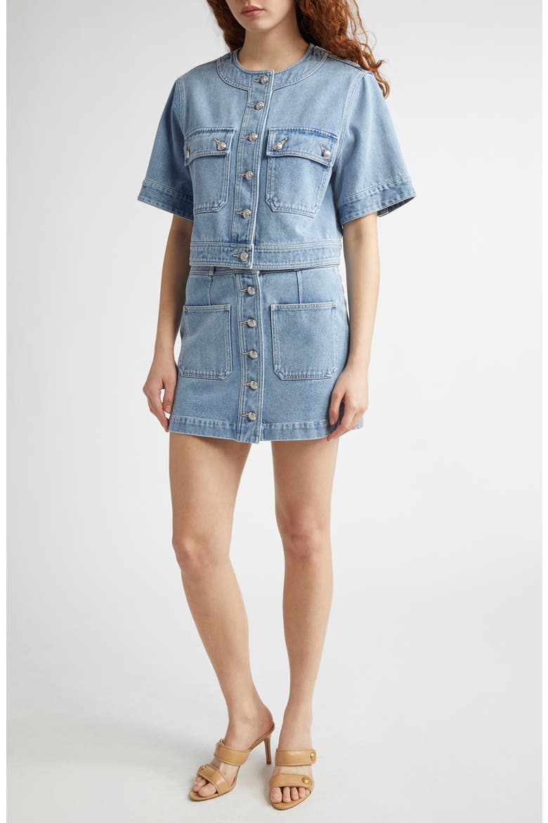 Moxie Denim Miniskirt, Alternate, color, SILVERWOOD BLUE