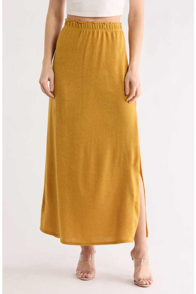 Ruffle Slit Maxi Skirt, Main, color, MUSTARD