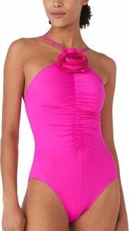 Kate Spade New York Rosette High Neck One Piece Swimsuit