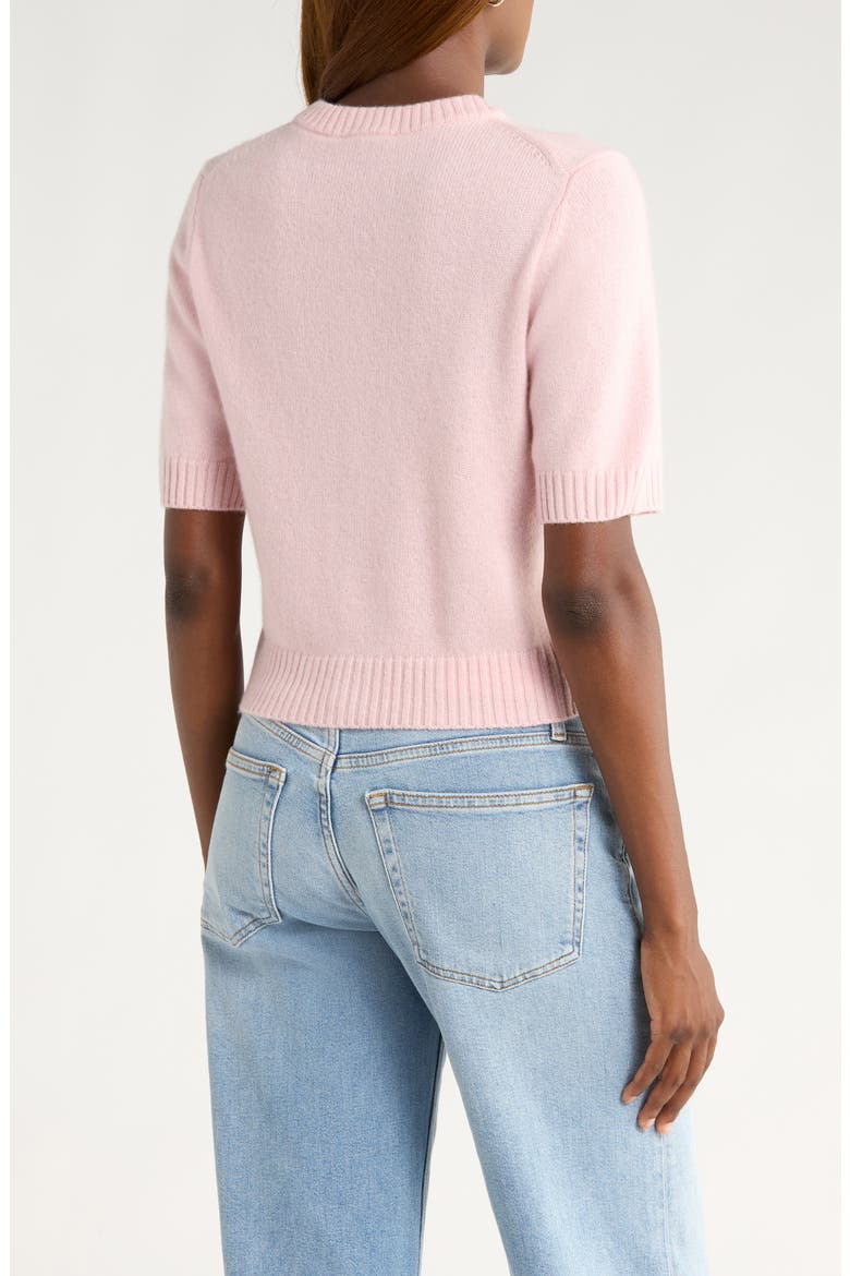 Short Sleeve Recycled Cashmere & Wool Cardigan, Alternate, color, CHERRY BLOSSOM