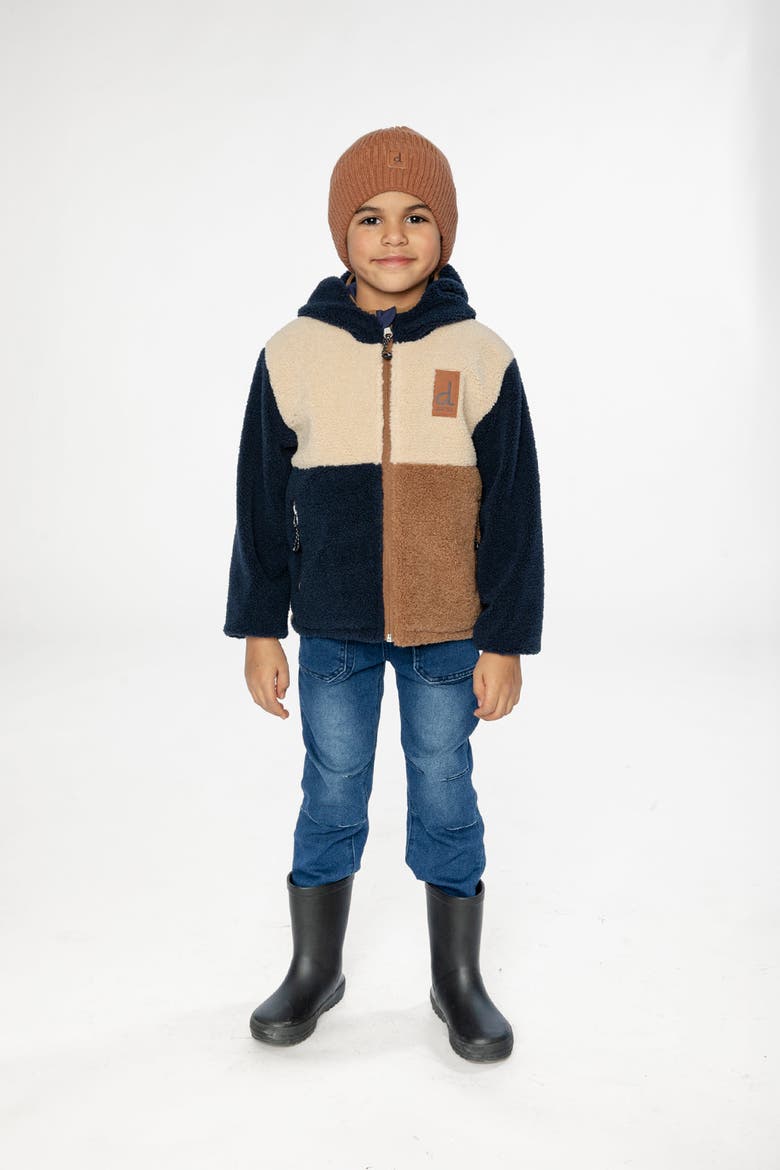 Reversible Mid-Season Fleece Hooded Full Zip Jacket, Alternate, color, Dark Blue and Brown