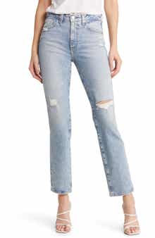 AG Saige Distressed Ankle Straight Leg Jeans