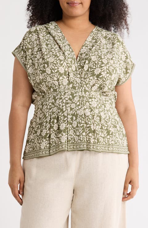 Short Sleeve Peplum Top (Plus)