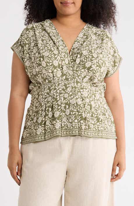 MAX STUDIO Short Sleeve Peplum Top