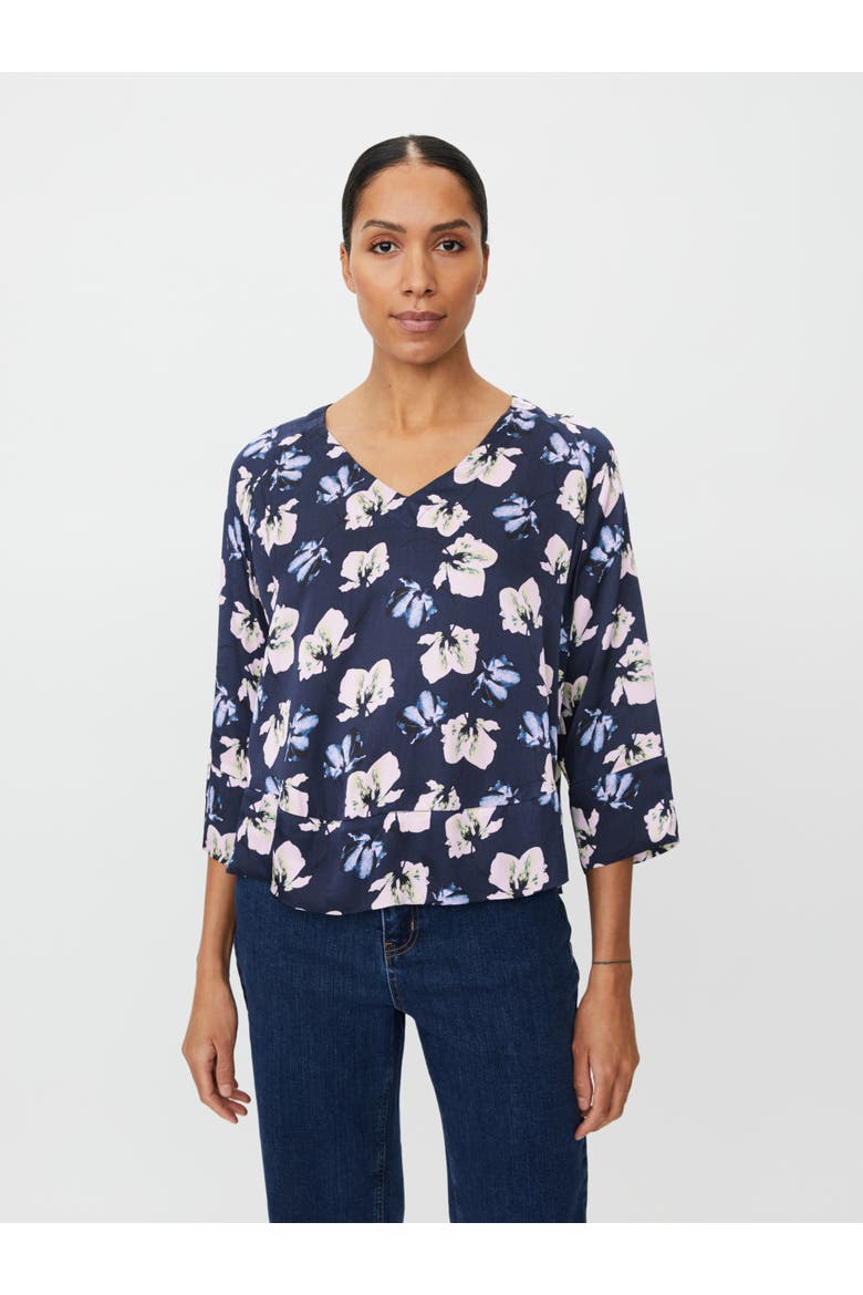 MaBenika Floral Print Blouse, Main, color, Navy Blazer