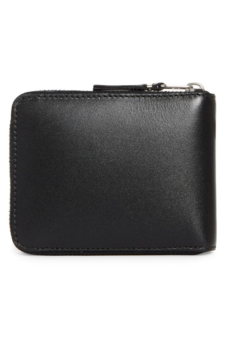 Small Eyelet Leather Half Zip Wallet, Alternate, color, BLACK