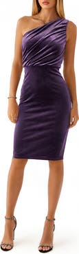 BY DESIGN Love by Design Laura One Shoulder Velvet Sheath Dress