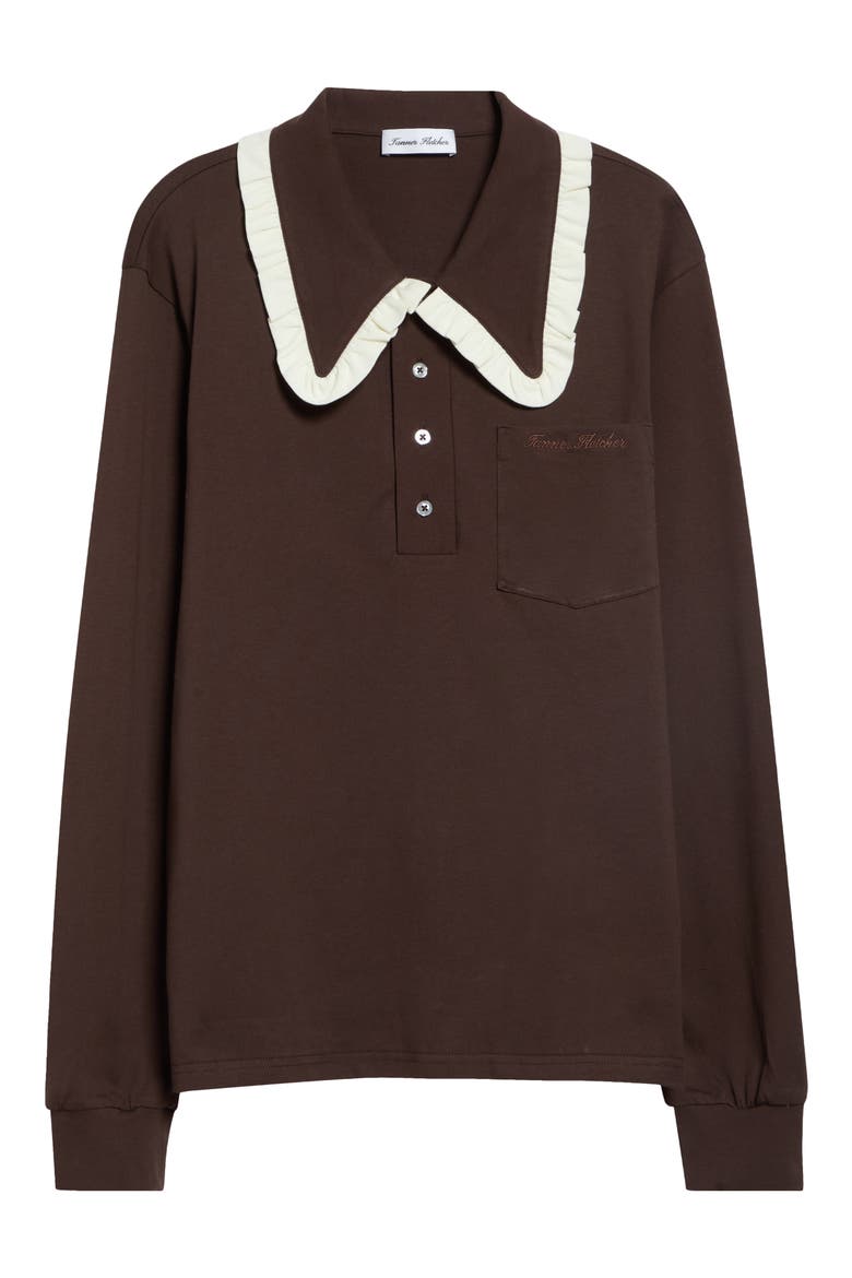 Frank Ruffle Collar Top, Main, color, BROWN