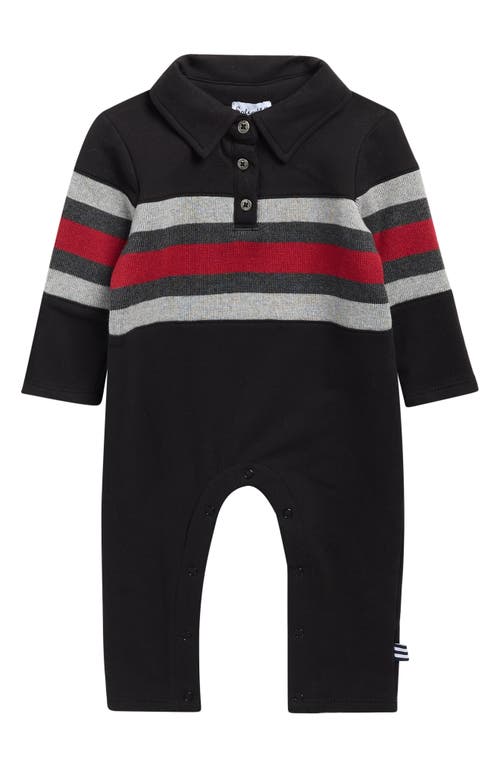 Splendid Stripe Polo Romper in Black 