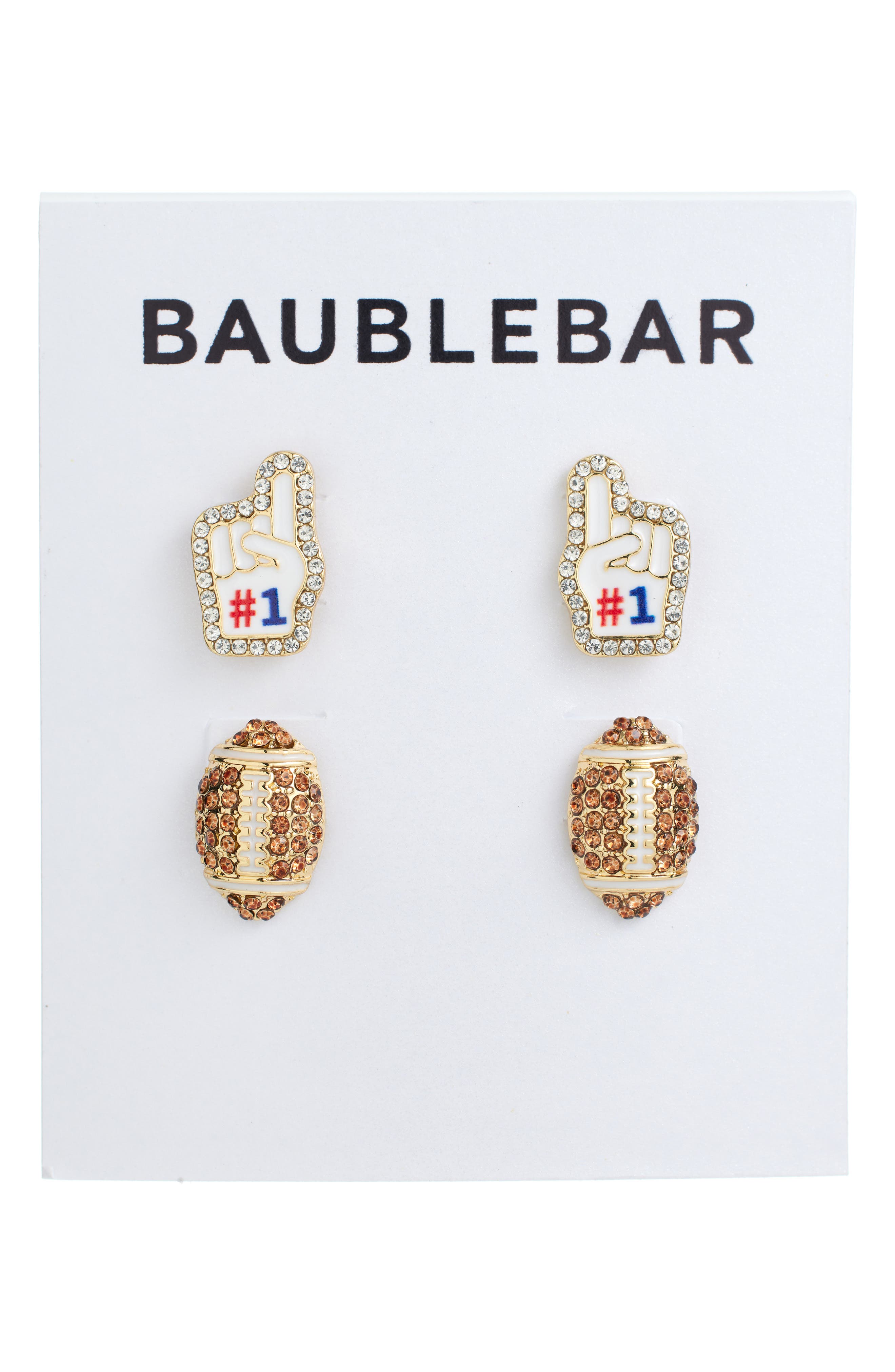 2-Pack Assorted Football Stud Earrings
