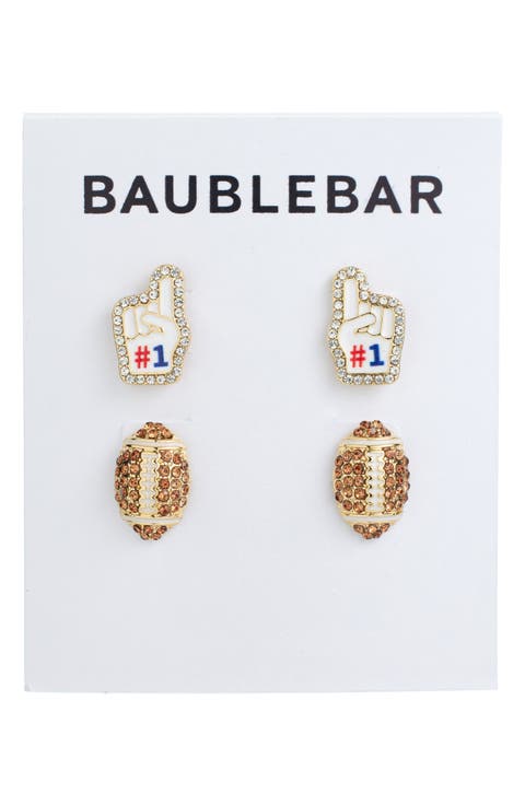2-Pack Assorted Football Stud Earrings