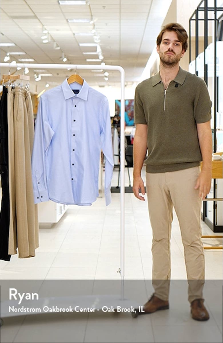 Trim Fit Micropattern Textured Cotton Twill Dress Shirt, sales video thumbnail