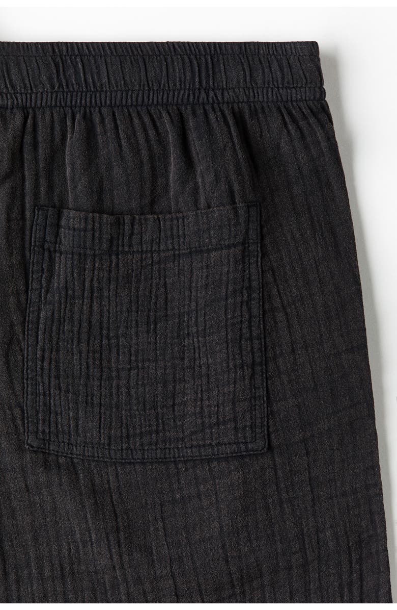H&M Loose Fit Cotton Muslin Trousers, Alternate, color, Black