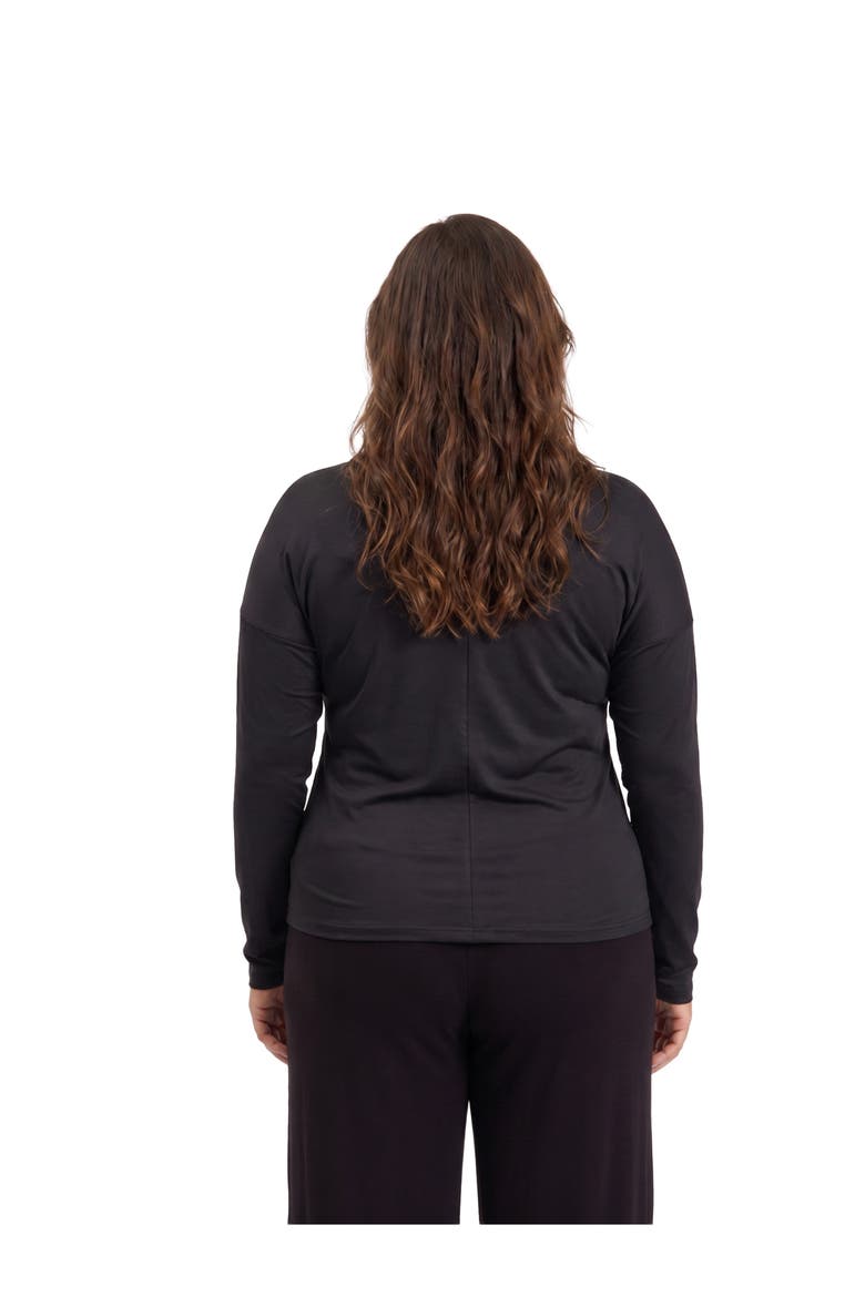 Elevate Curvy Cowl Neck Long Sleeve Top, Alternate, color, Black