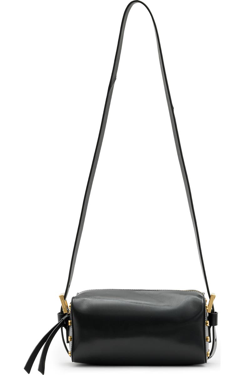 AllSaints Miro Leather Barrel Crossbody Bag, Main, color,