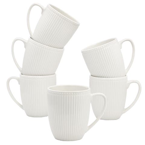 Gretel 6 Piece Round Stoneware 12 Ounce Mug Set White