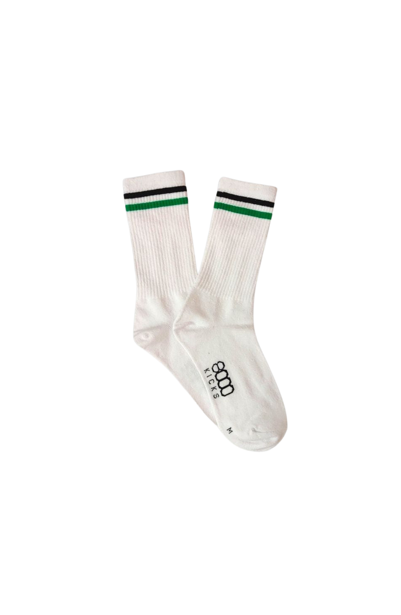 8000Kicks Striped Socks, Alternate, color, White / Black / Green