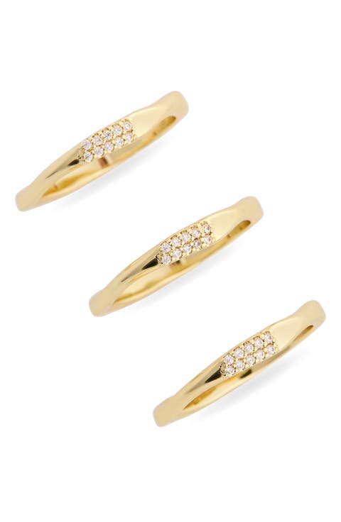 Demi-Fine Set of 3 Cubic Zirconia Molten Band Rings