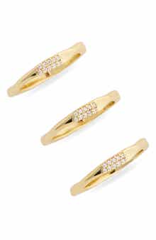 NORDSTROM RACK Demi-Fine Set of 3 Cubic Zirconia Molten Band Rings