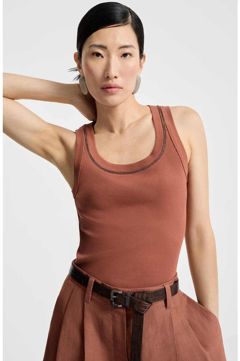 Ribbed jersey top, Alternate, color, Orange
