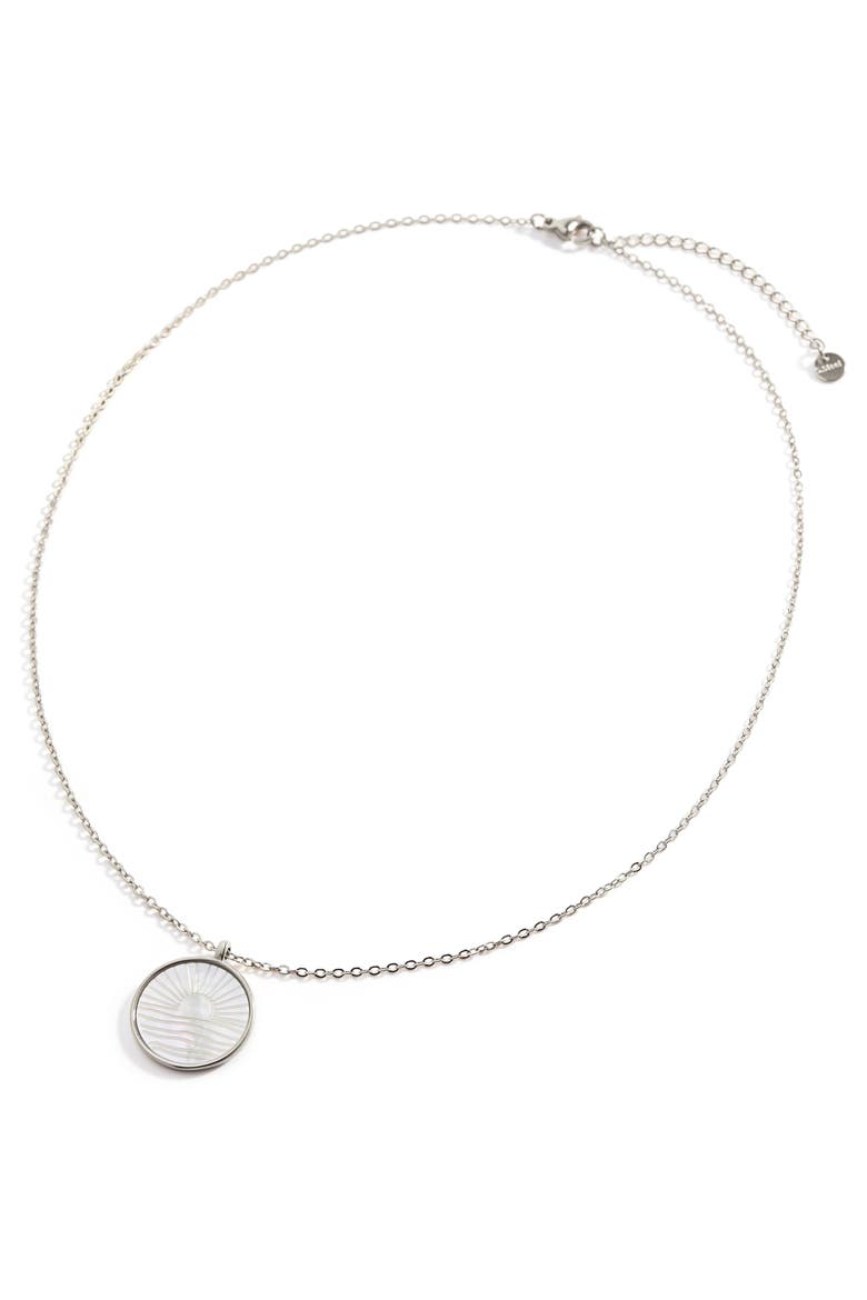 Mother of Pearl Sunrise Pendant Necklace, Alternate, color, Silver