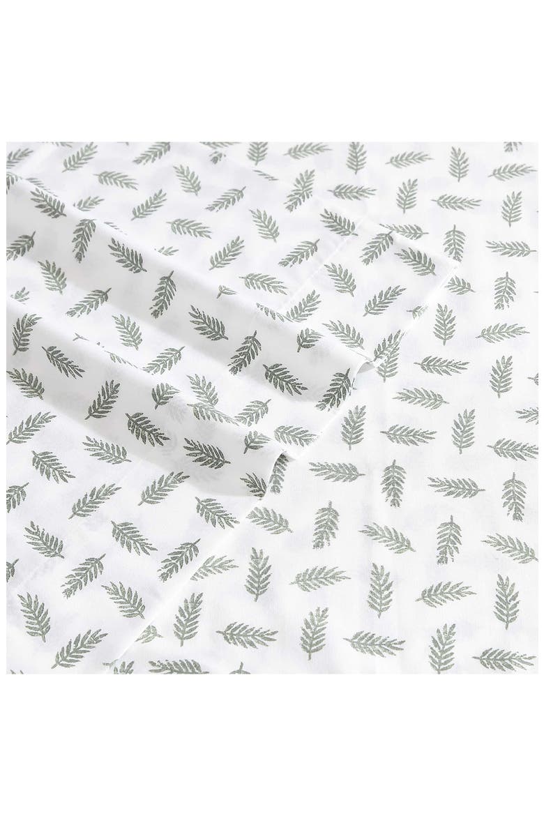Laurel Leaves 200 Thread Count Cotton Percale Twin Sheet Set, Alternate, color, GREEN