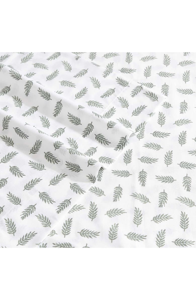 Eddie Bauer Laurel Leaves 200 Thread Count Cotton Percale Twin Sheet Set, Alternate, color, Green