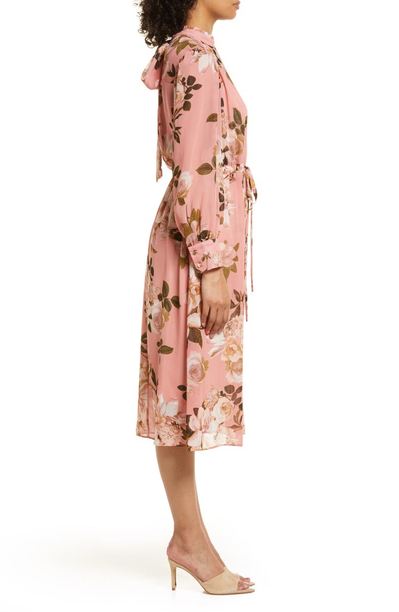 Julia Jordan Floral Print Long Sleeve Blouson Midi Dress, Alternate, color,