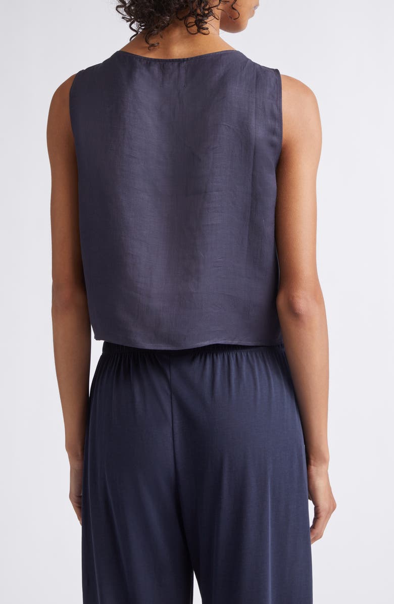 LESET Daniel Linen Blend Sleeveless Crop Top, Alternate, color, Midnight