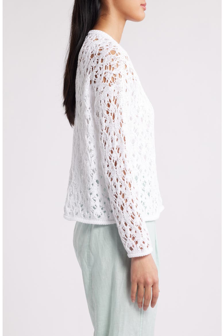 Crewneck Organic Cotton Sweater, Alternate, color, WHITE