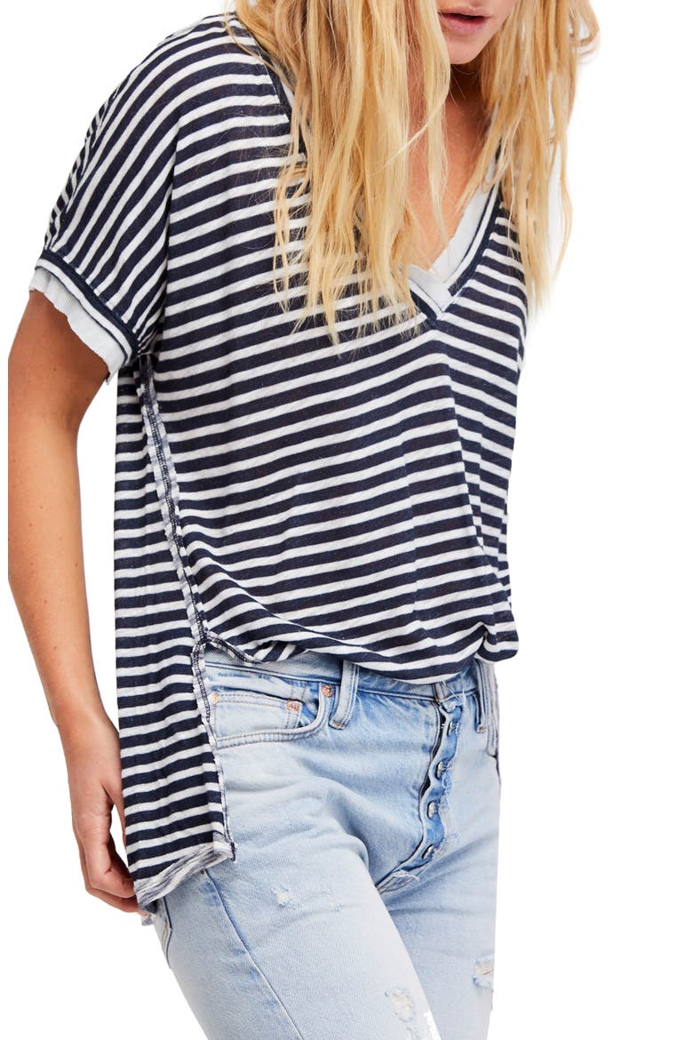 Take Me Stripe Tee, Main, color, BLACK COMBO