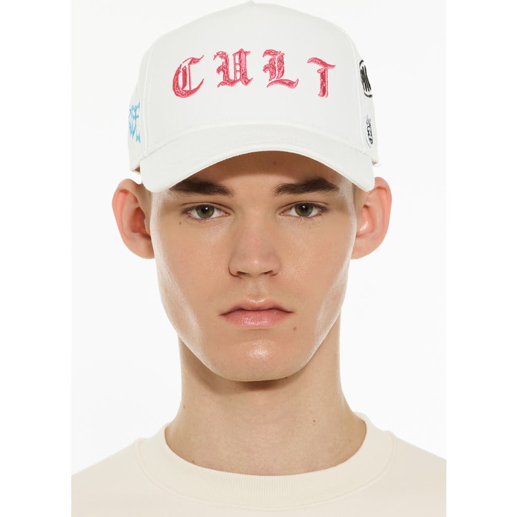 Cult Of Individuality Embroidered Logo Trucker Hat In White