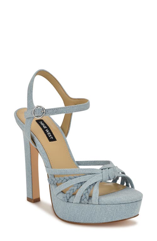 Nine West Waser Ankle Strap Platform Sandal In Light Blue