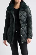 Save The Duck Mandoline Water Resistant Diamond Quilted Puffer Jacket with Faux Shearling Lining