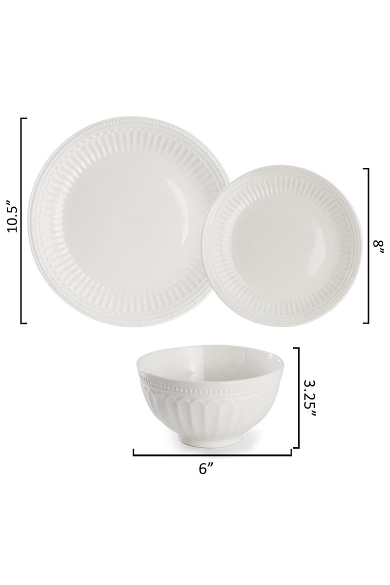 18 Piece Stoneware Dinnerware Set, Alternate, color, White