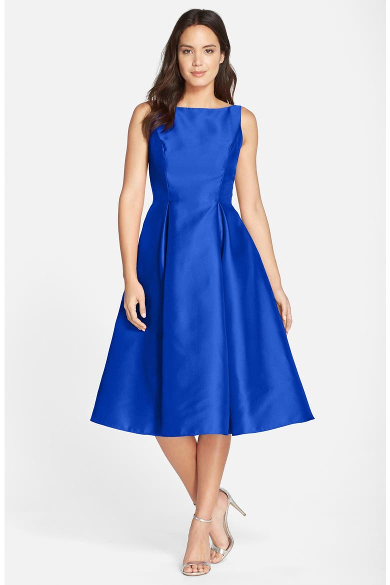 SLVLSS TEA LENGTH DRESS, Main, color, BLUE
