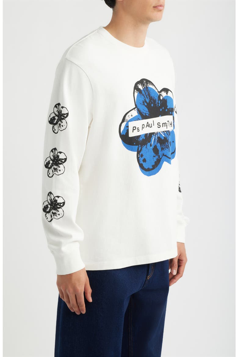 Flower Graphic Long Sleeve T-Shirt, Alternate, color, 02 OFF WHITE