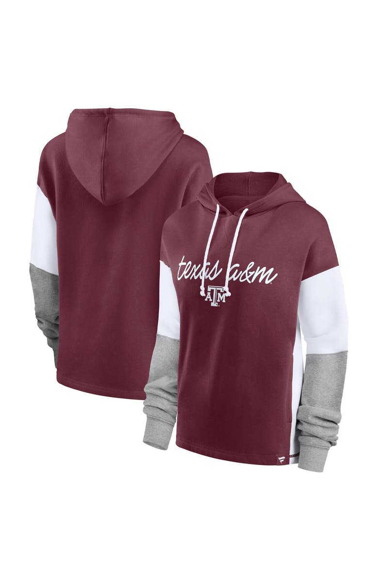 FANATICS Women's Fanatics Branded Maroon Texas A&M Aggies Play It Safe Colorblock Pullover Hoodie, Main, color,