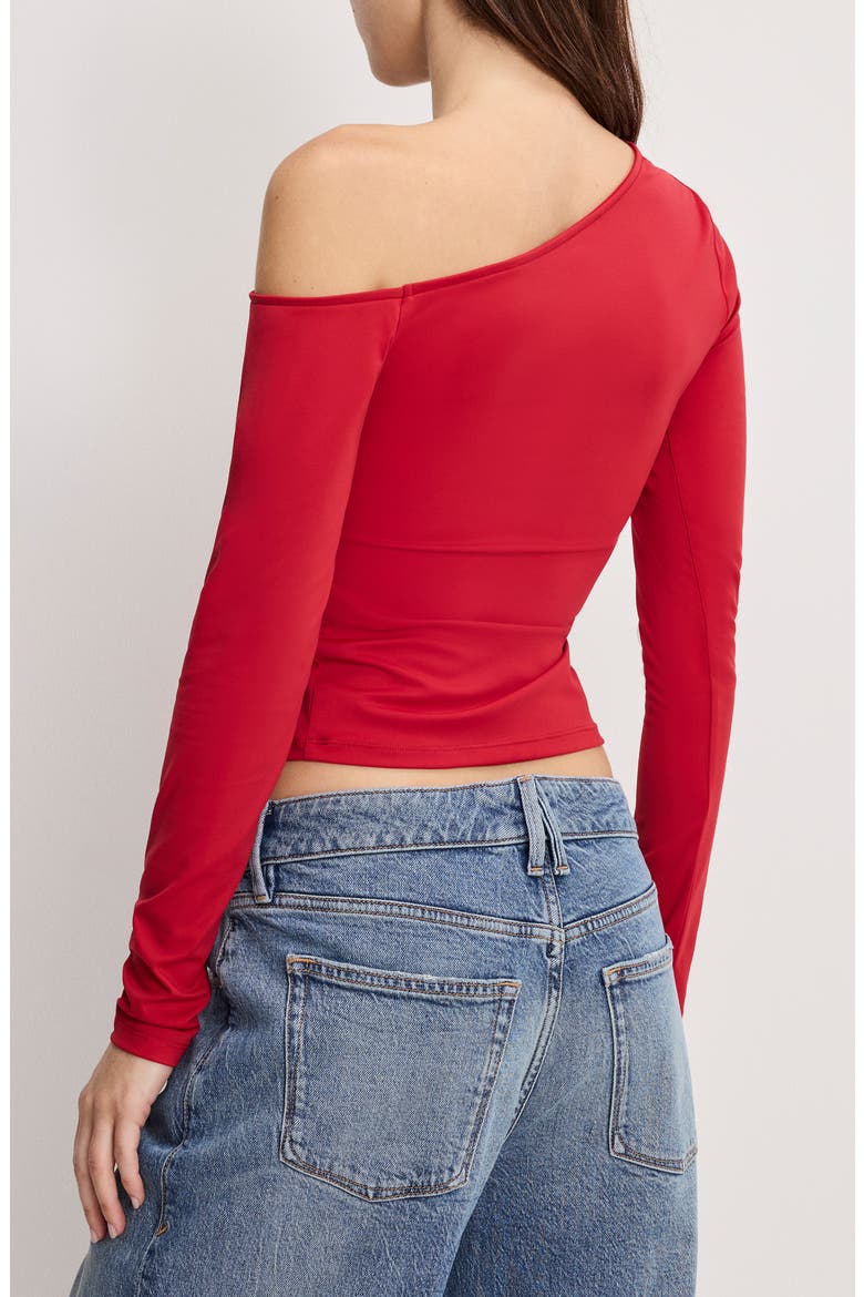 Weightless One-Shoulder Top, Alternate, color, RUBY