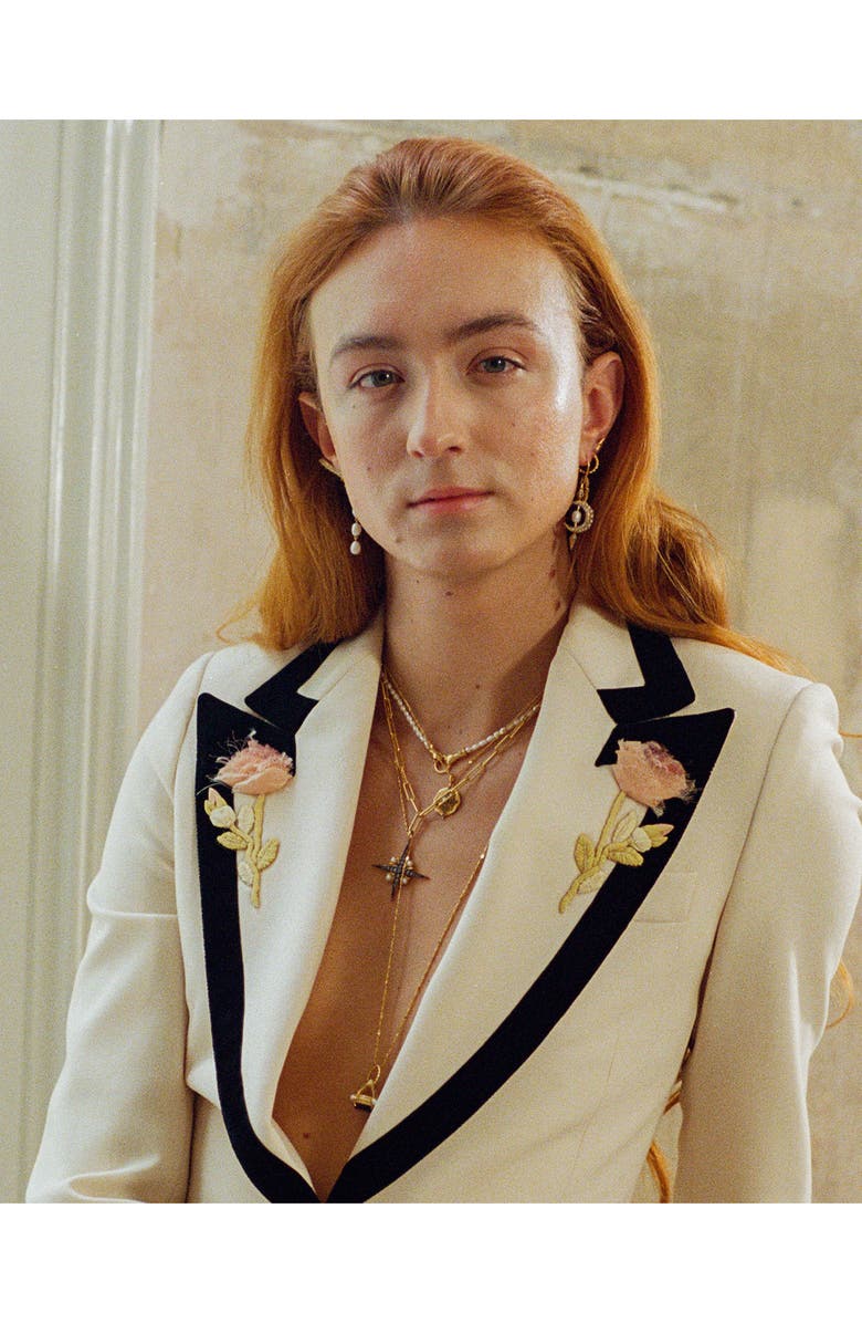 Missoma x Harris Reed In Good Hands Pearl Charm Necklace, Alternate, color, Gold