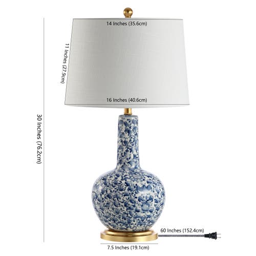 Jonathan Y Chinois 30in Ceramic/iron Classic Cottage Led Table Lamp In Blue/white