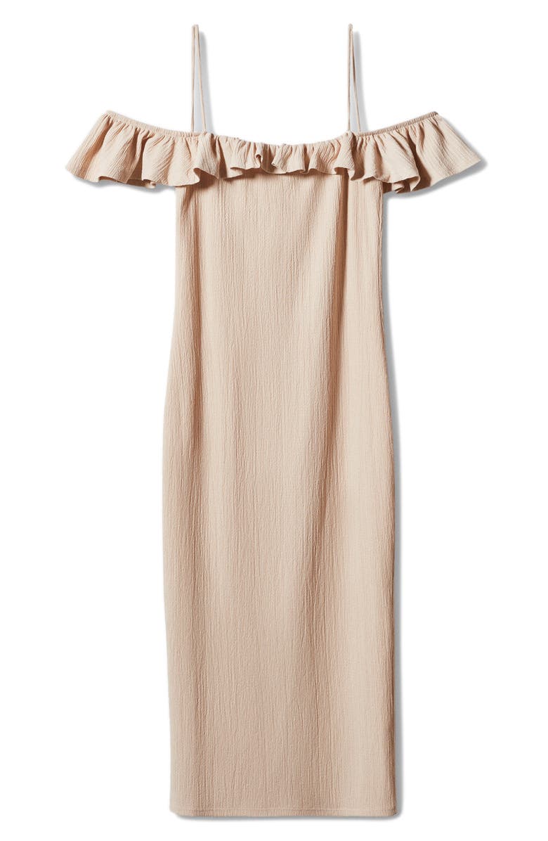 MANGO Ruffle Cold Shoulder Body-Con Dress, Alternate, color, 