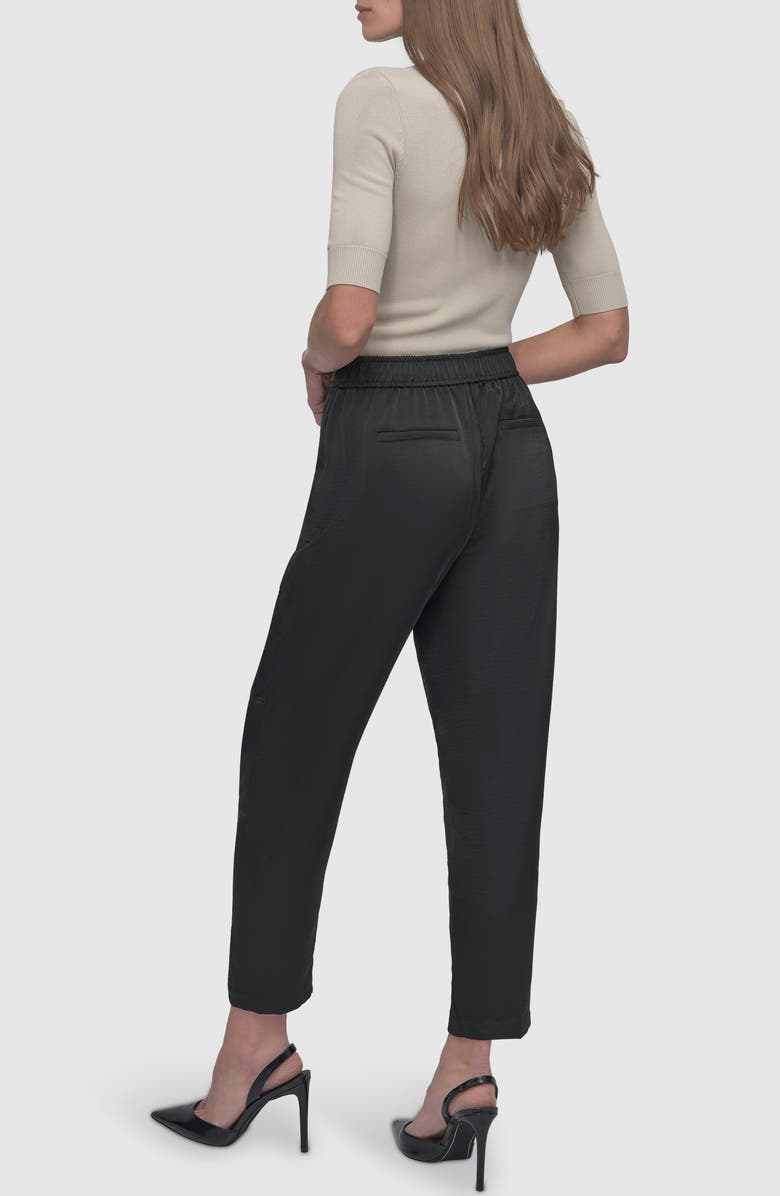 DKNY Zip Pocket Satin Pants, Alternate, color, Black