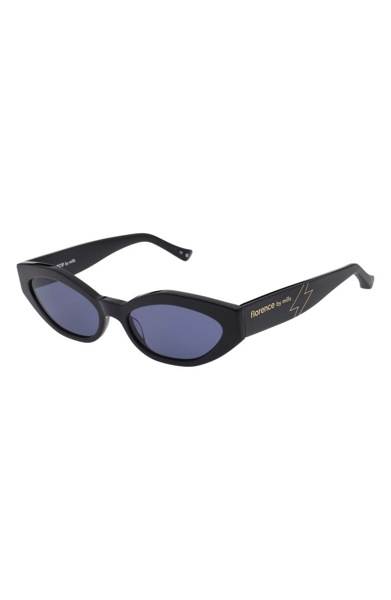 Florence by Mills 54mm Cat Eye Sunglasses, Alternate, color, Gloss Black