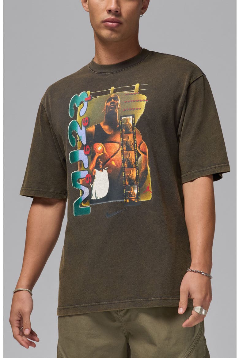 Retro Cotton Graphic T-Shirt, Main, color, OFF NOIR/ BLACK