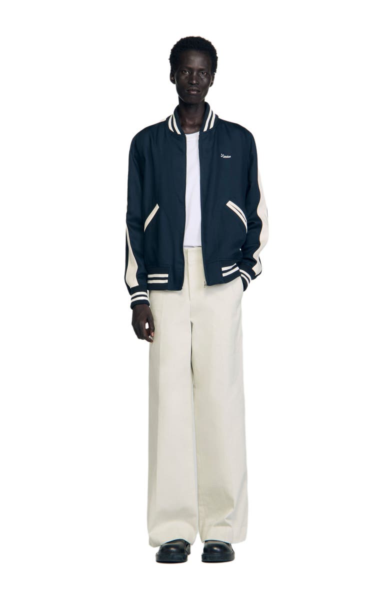 SANDRO College-style varsity jacket, Alternate, color, Navy Blue