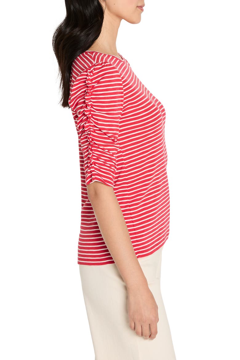 Striped Ruched Sleeve Top, Alternate, color, RED MULTI