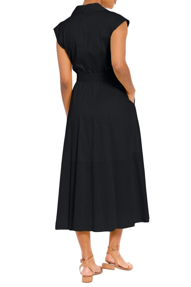 Tie Waist Cap Sleeve Shirtdress, Alternate, color, BLACK