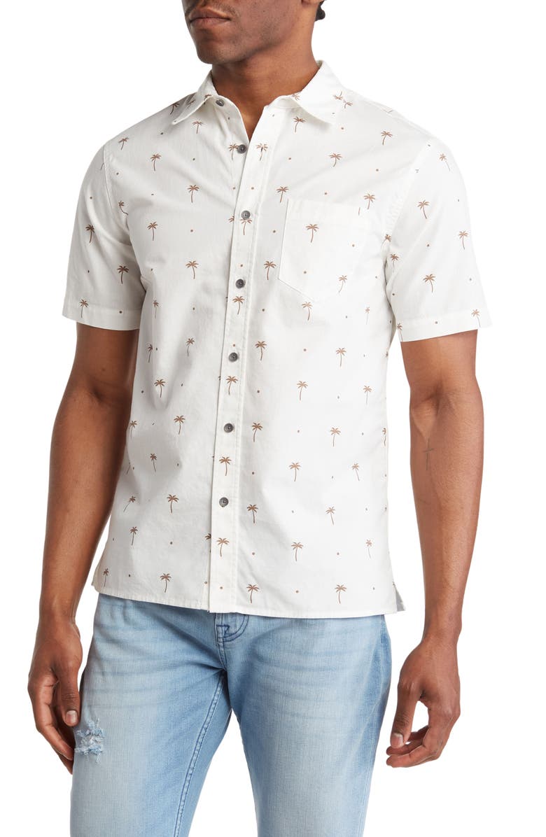 CREATE UNISON Linen & Cotton Button-Up Shirt, Main, color, 